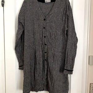 FLAX by Jeanne Engelhart long linen jacket Size M